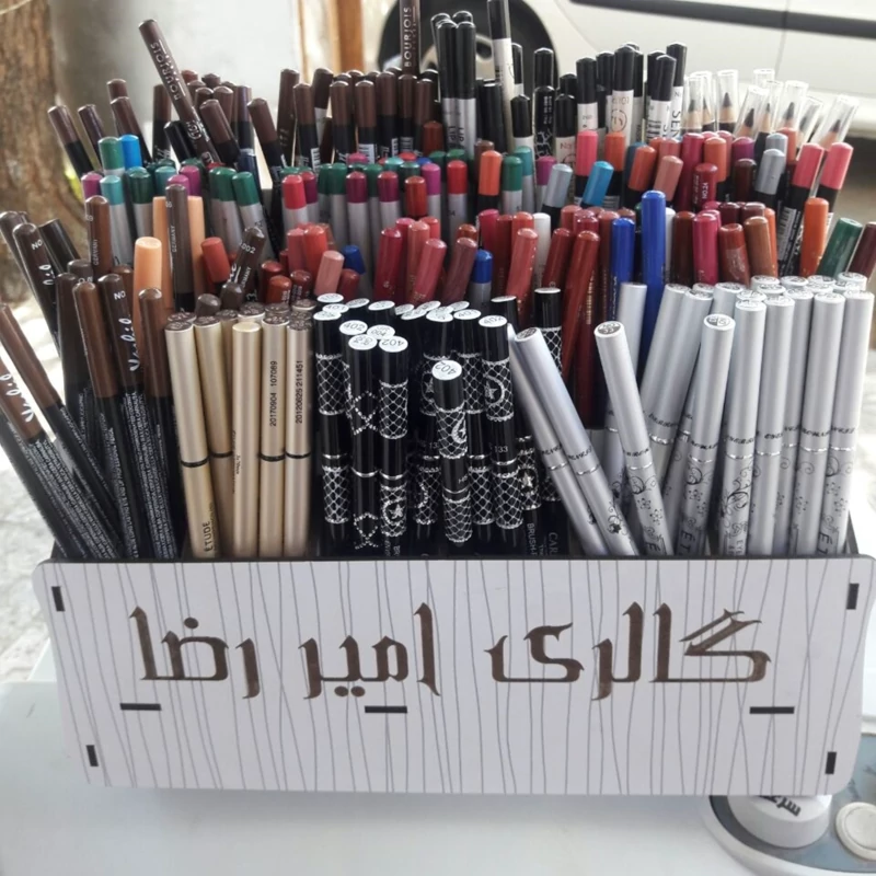 استند آرایشی مداد و خط لب و رژمدادی چوبی 24 خانه ایی