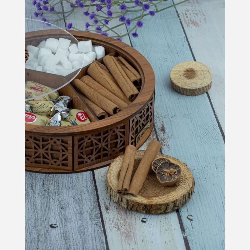 اردوخوری چوبی سه خانه گرد طرح یاس - نمای 2